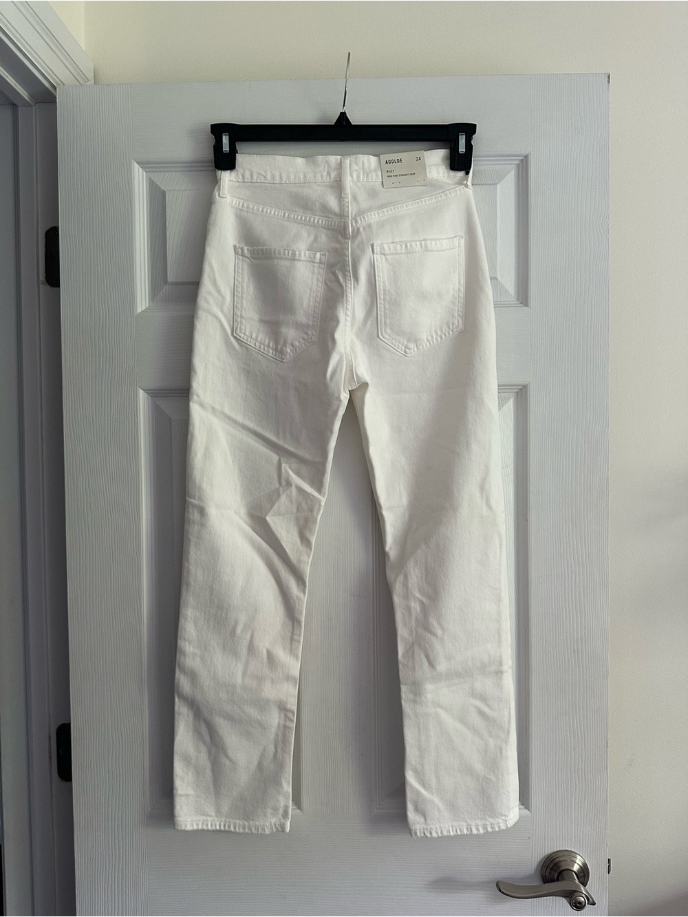 Size 24 Women’s AGOLDE Riley High Rise Straight Jean Whip White Denim - Picture 4 of 11